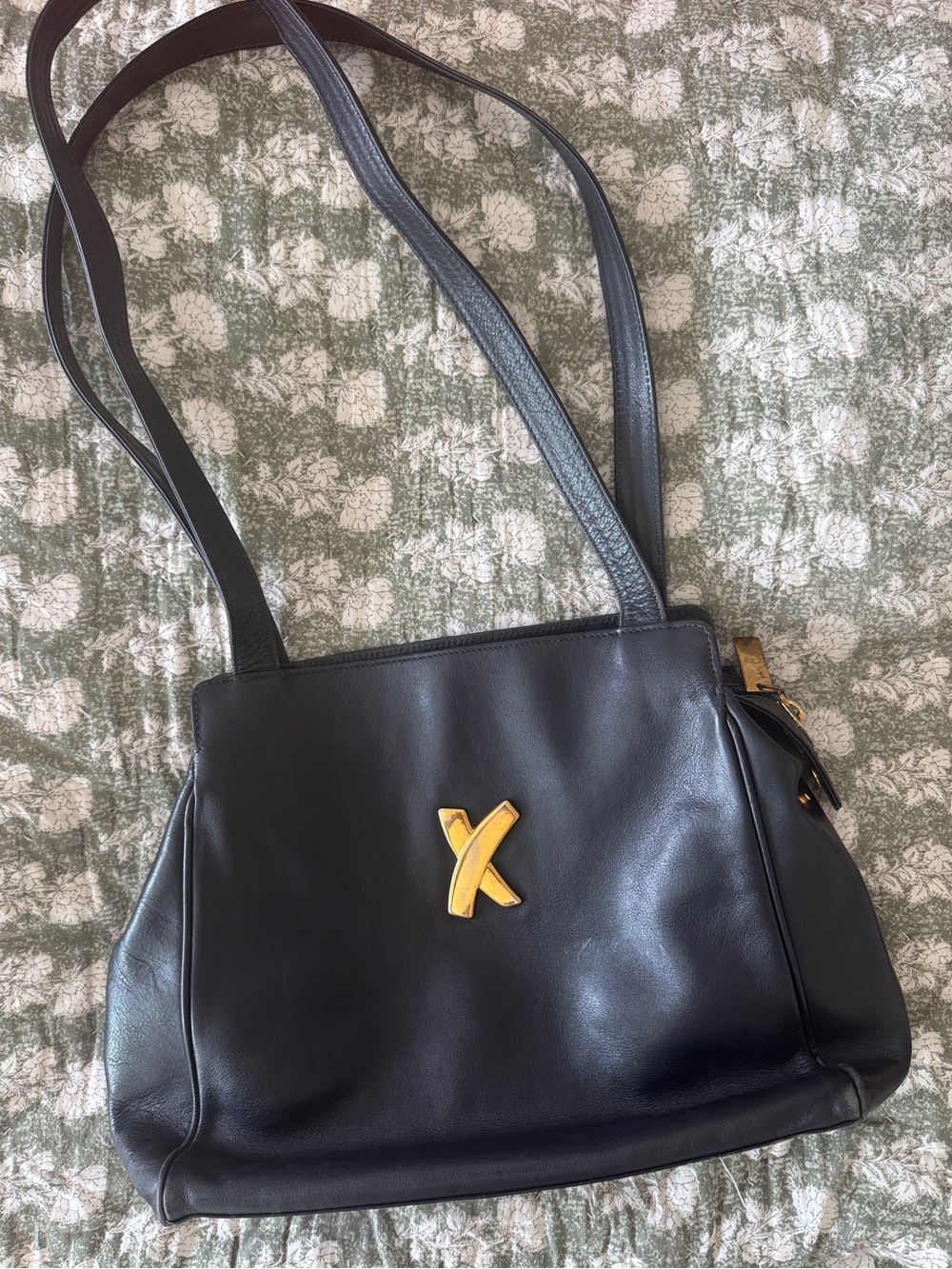 Paloma Picasso Leather Shoulder Bag with Gold Accent